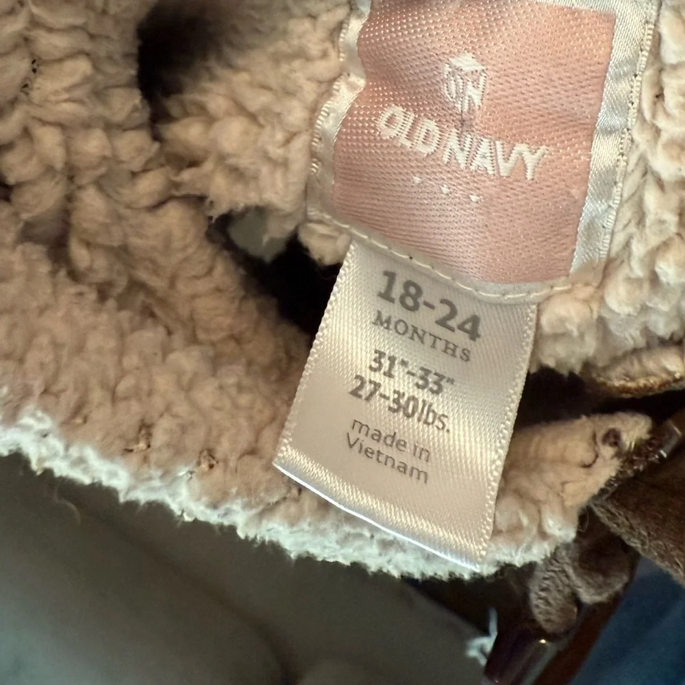 Old Navy Baby Girl Y2K  Brown Coat with Cream Sherpa Lining size 18-24M